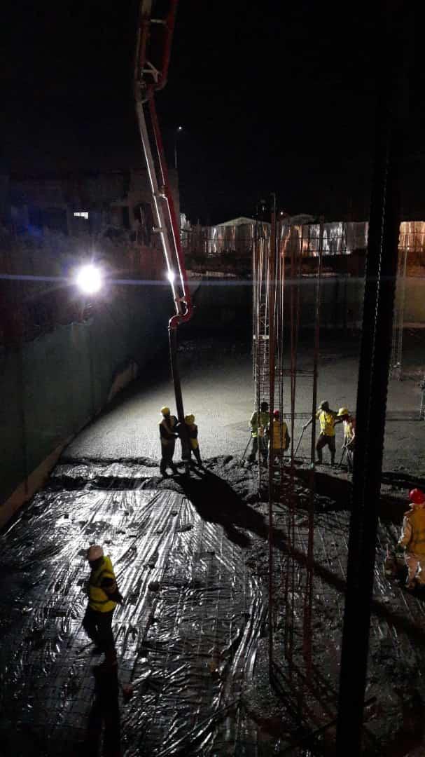 A glimpse of our ready-mix concrete in action, showing operations from mixing to delivery on site.