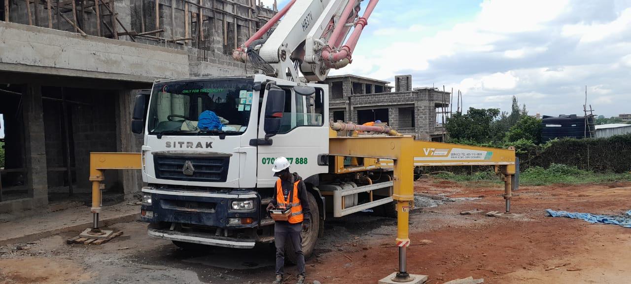 Concrete being prepared, transported, and placed efficiently by our team on site.