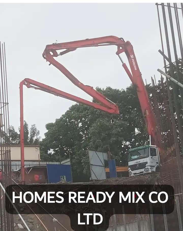 Our ready-mix concrete being transported and applied, demonstrating efficient construction practices.