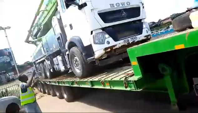 Our ready-mix concrete being transported and applied, demonstrating efficient construction practices.