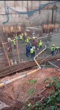 Concrete being prepared, transported, and placed efficiently by our team on site.